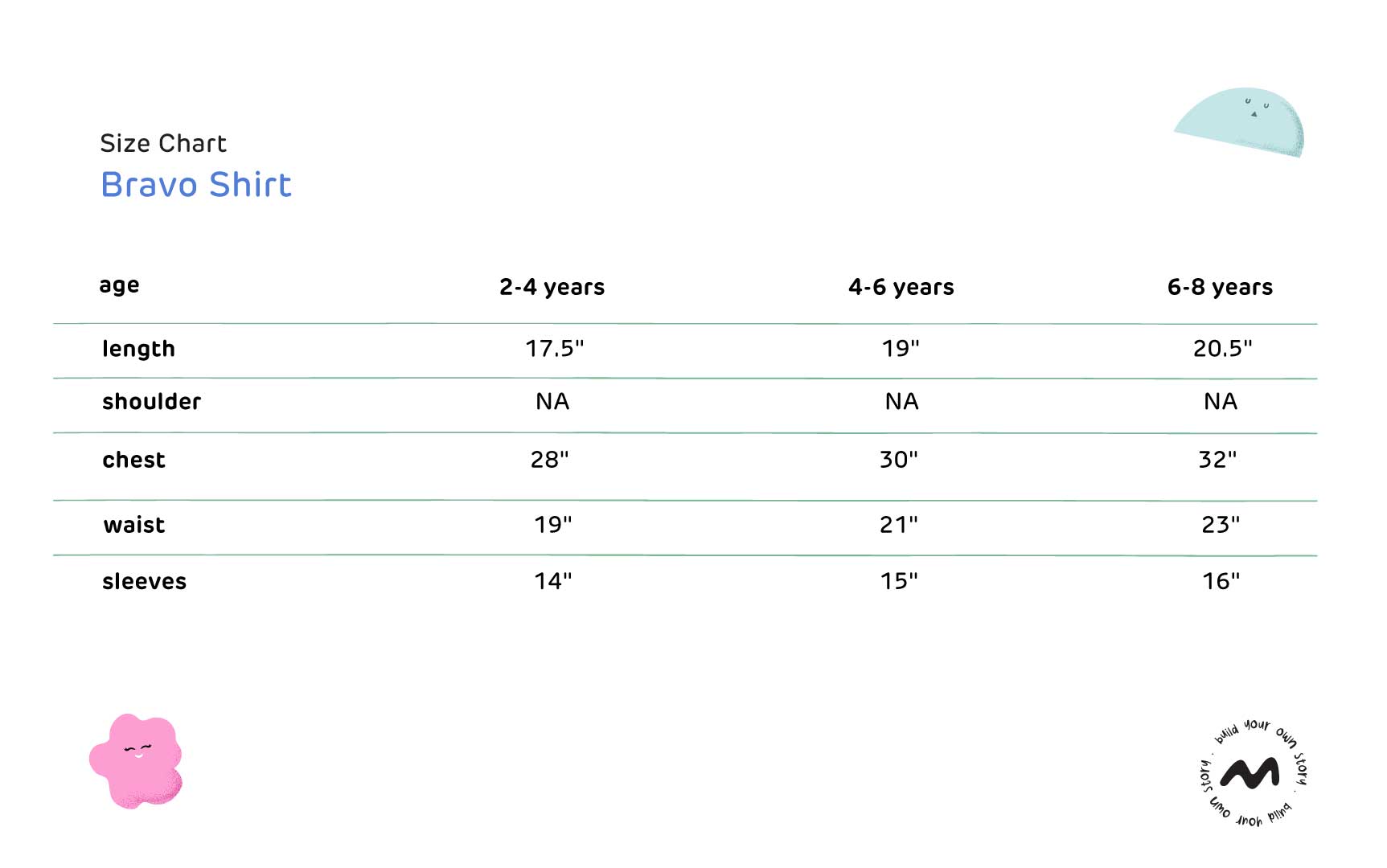 Bravo shirt Size Guide