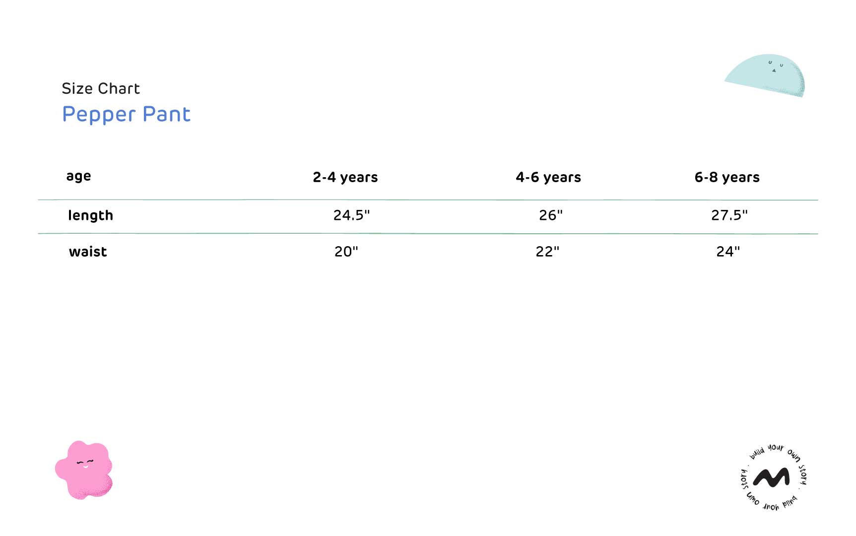 Pepper pants Size Guide