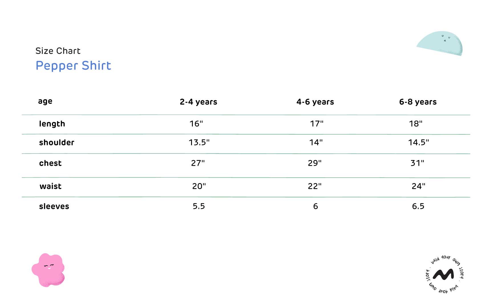 Pepper shirt Size Guide