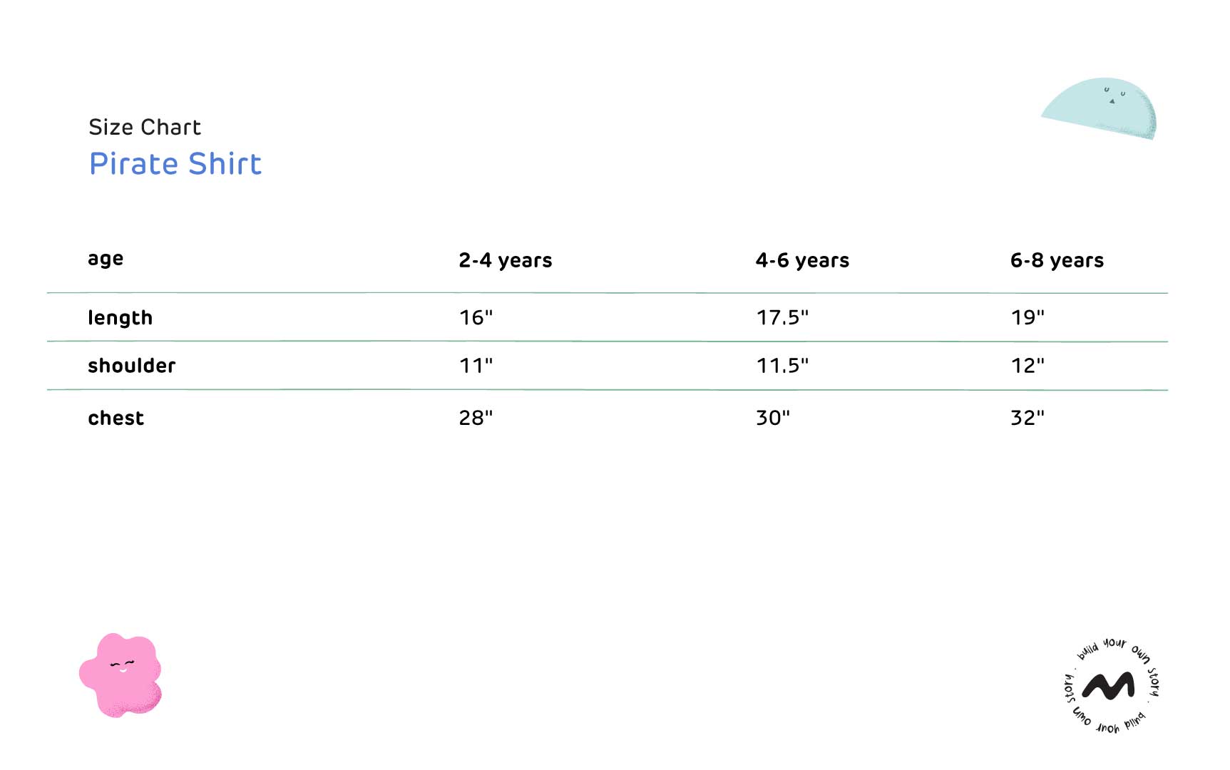 Pirate Shirt Size Guide