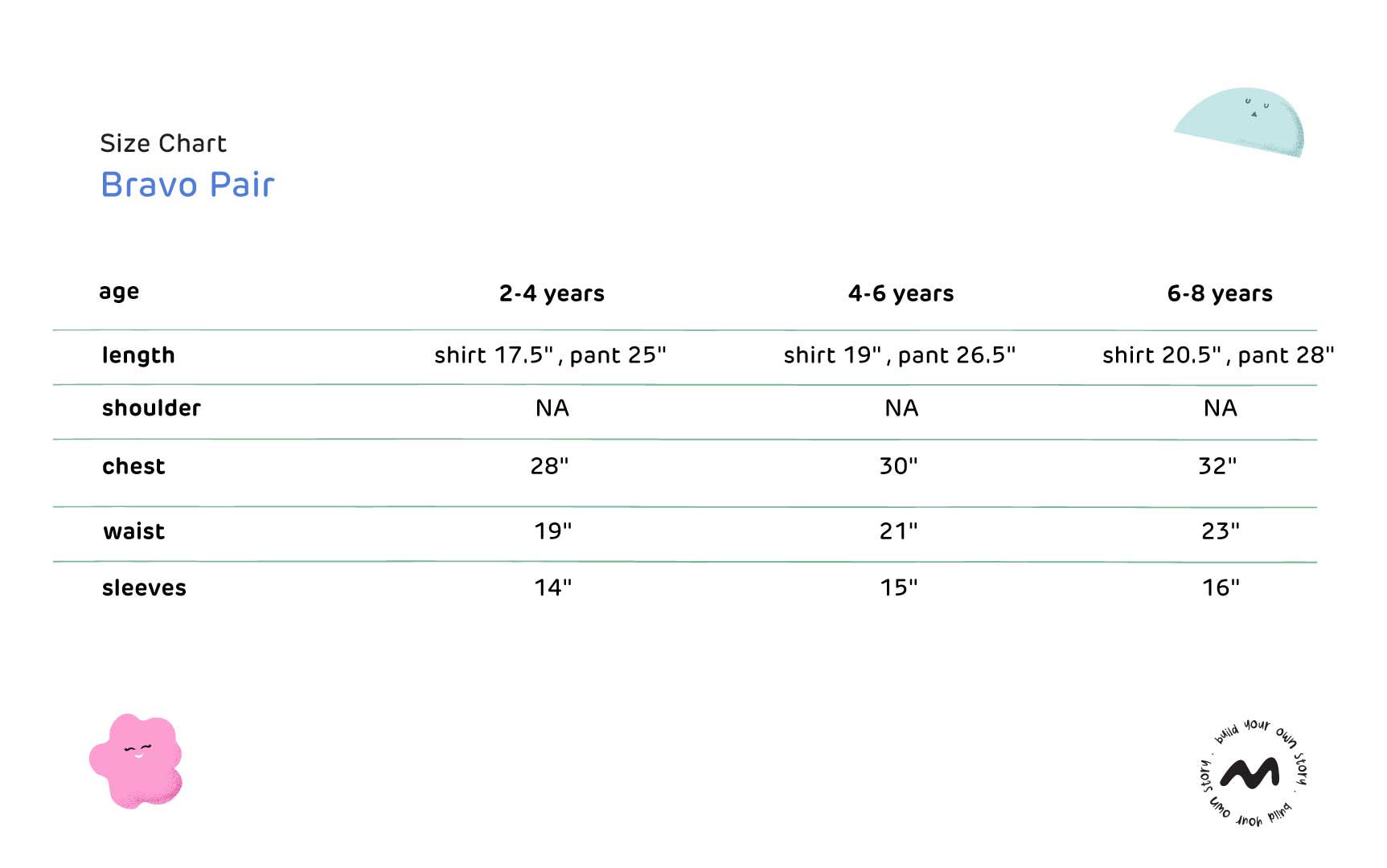 Bravo pair Size Guide