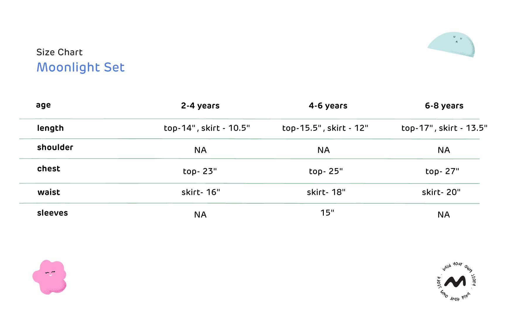 Moonlight Set Size Guide