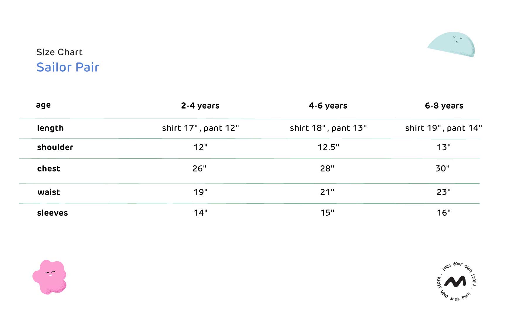 Sailor pair Size Guide