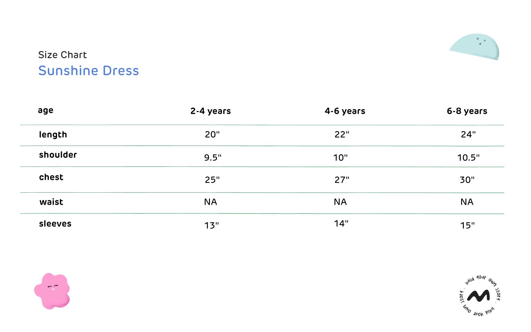 Sunshine Dress Size Guide